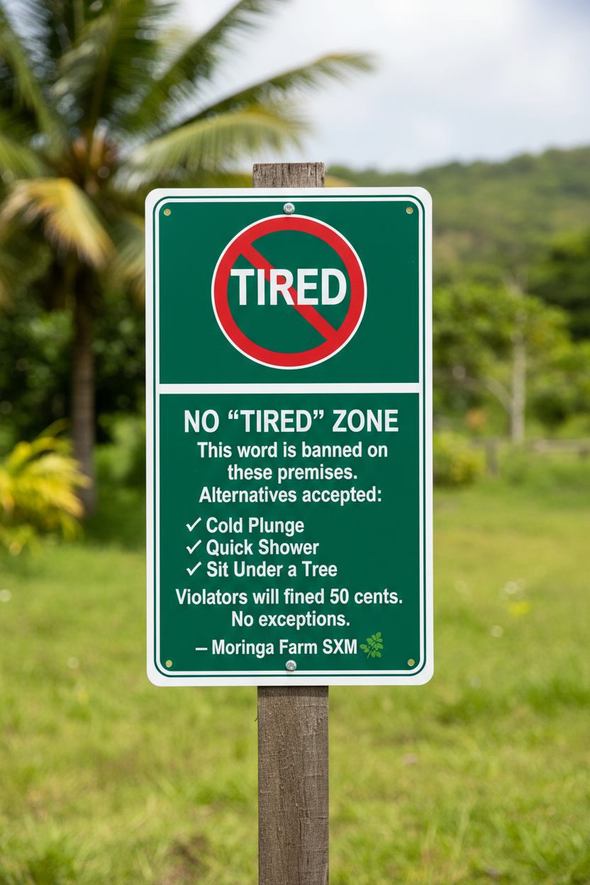 Tired is Banned at Moringa Farm SXM — Here's Why